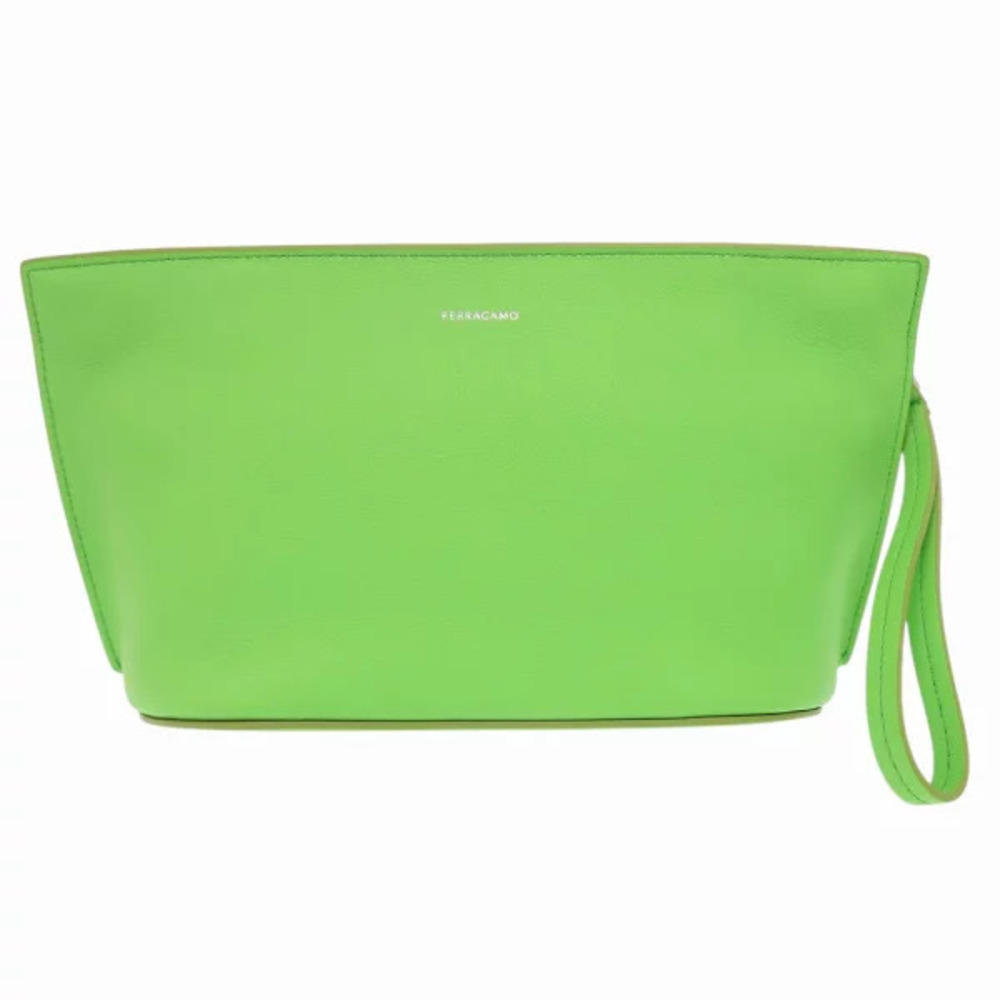 Salvatore Ferragamo Leather Green Clutch Bag